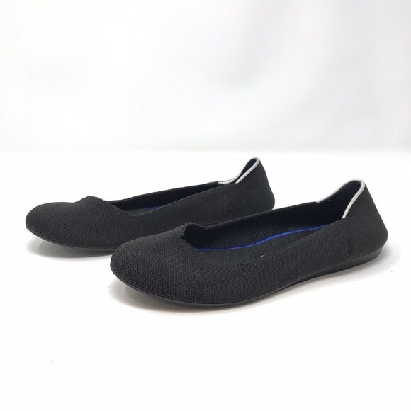 Rothy’s Shoes - Rothy's The Flat Black Ballet Flats White Halo Round Toe Comfort Size 8 Retired
